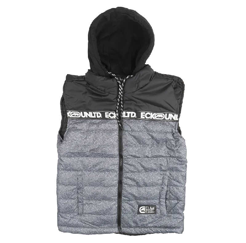 Low Cost ECKO UNLTD PUFFER BOMBER VEST HOODIE GREY MARLED - EO32O377