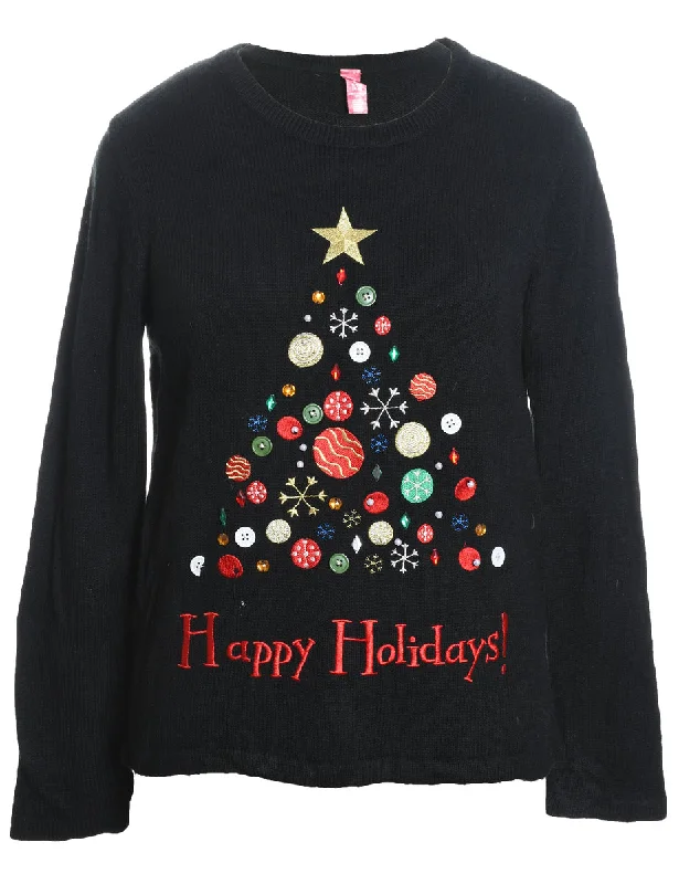 Weekend Deals That Sparkle Black Christmas Jumper - S