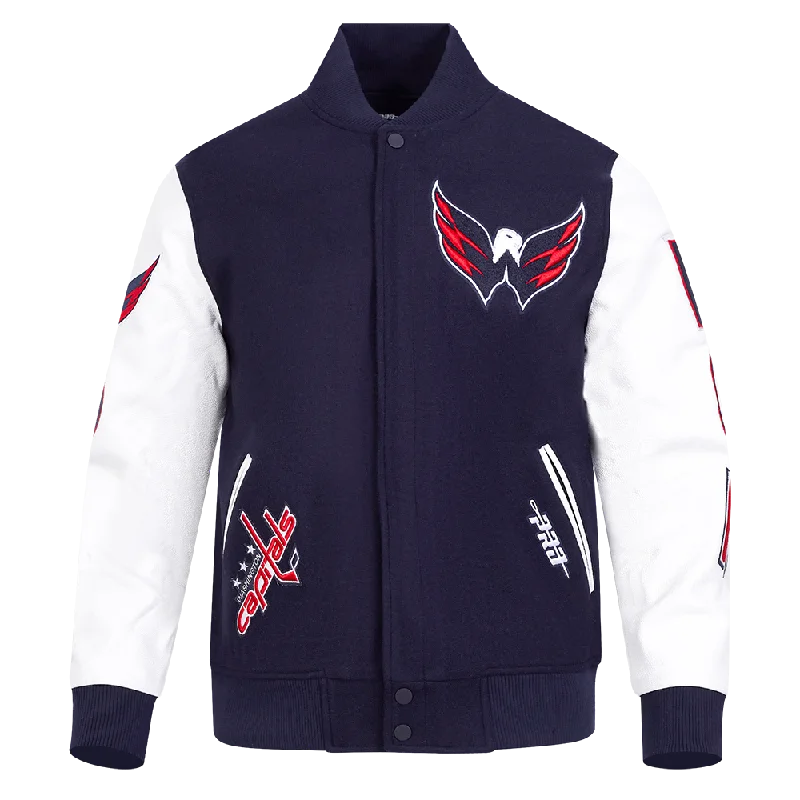 NHL WASHINGTON CAPITALS CLASSIC MEN'S WOOL VARSITY JACKET (MIDNIGHT NAVY/WHITE)