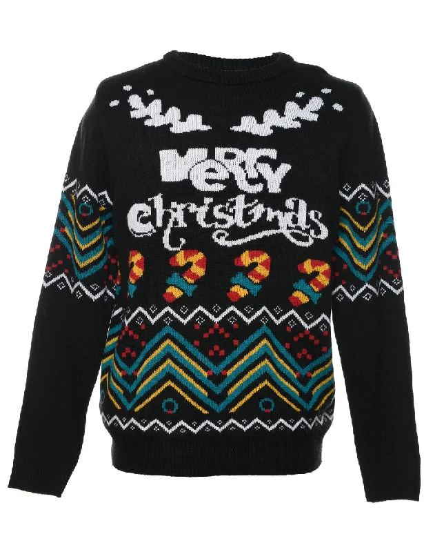 Weekend Specials to Savor Black Christmas Jumper - L