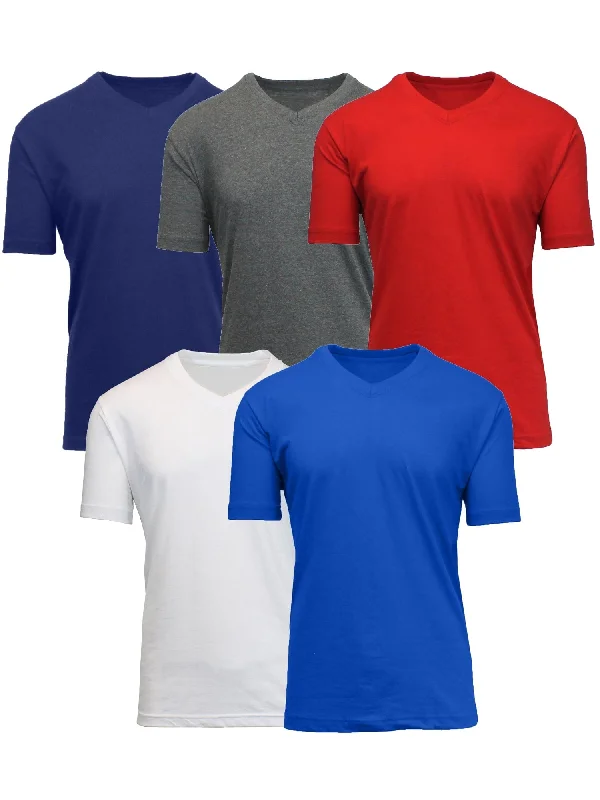 Don't Wait 5-Pack Men's Short Sleeve V-Neck Modern Fit Classic Tees (S-3XL)