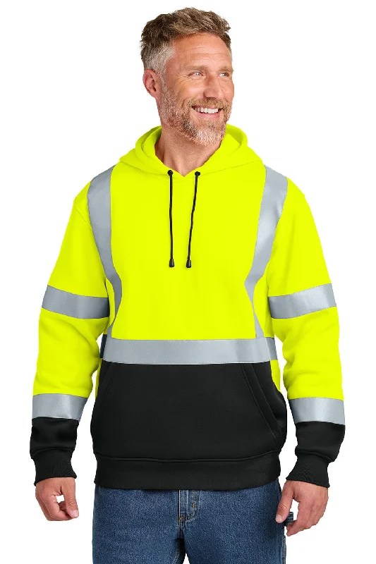 Lowest Rates CornerStone Mens ANSI 107 Class 3 Heavy Duty Fleece Hooded Sweatshirt Hoodie w/ Pouch Pocket - Safety Yellow - New