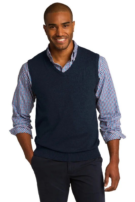 Weekend Offers That Shine Port Authority Mens V-Neck Sweater Vest - Navy Blue
