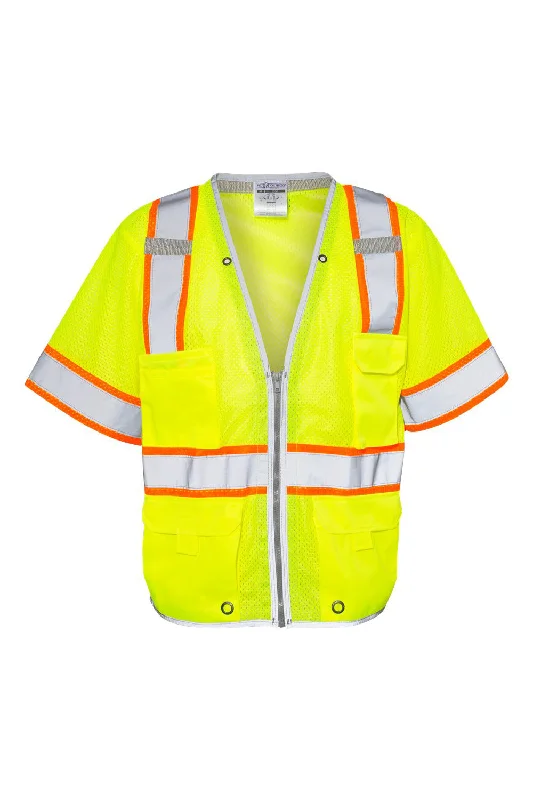 Kishigo Mens Premium Brilliant Series Heavy Duty Class 3 Vest - Lime Green - Closeout