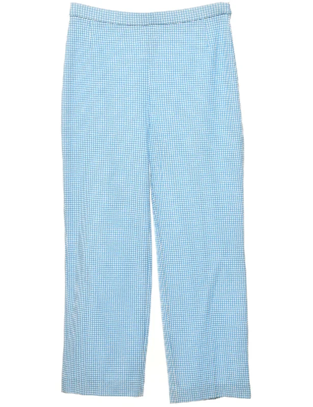 Blue & White Dogtooth Trousers - W32 L28