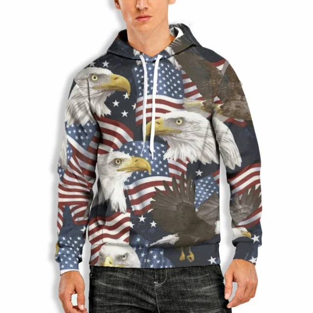 Savings Alert 3D Print Hoodie with Eagle and Flag Print