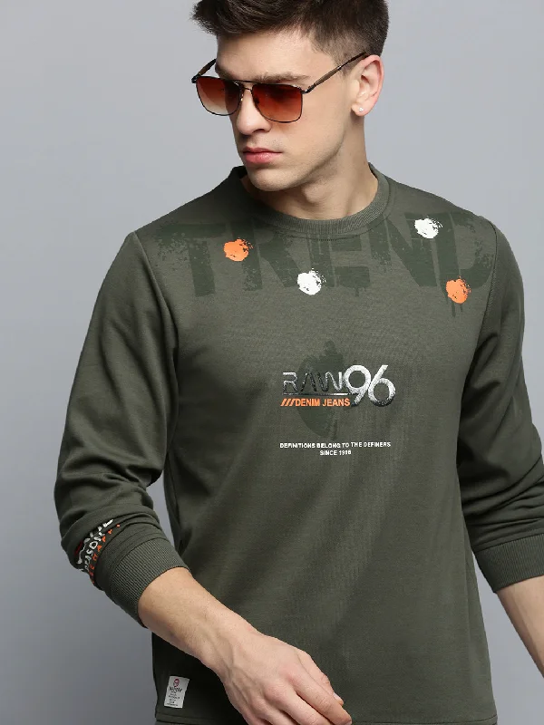 Weekend Specials to Enjoy Men Green Printed Casual Sweatshirt