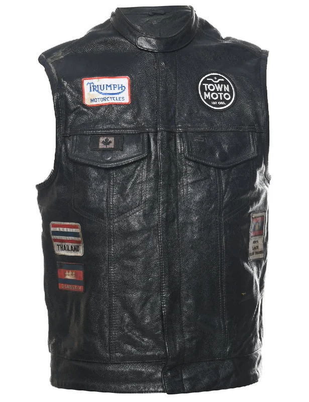 Discount Days Biker Style Leather Vest  - S