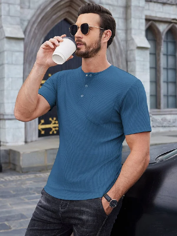 Reduced Prices Simple Stretch Ribbed Henley Shirt (US Only)