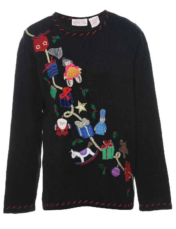 Weekend Offers That Excite Black Christmas Jumper - L