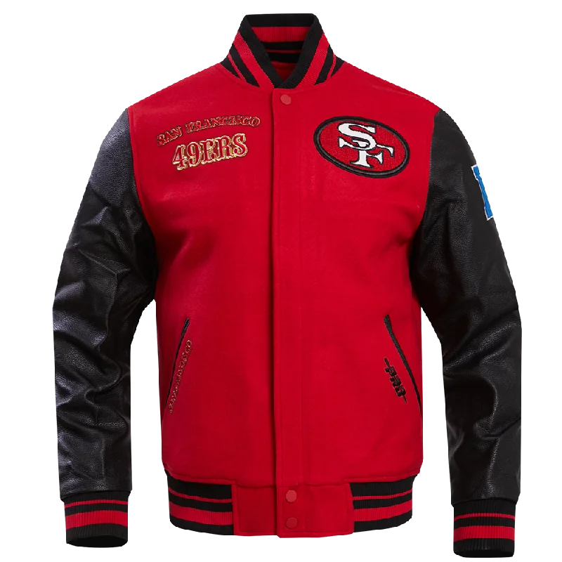Members Only NFL SAN FRANCISCO 49ERS RETRO CLASSIC MEN'S RIB WOOL VARSITY JACKET (RED/BLACK) Members Only NFL SAN FRANCISCO 49ERS RETRO CLASSIC MEN'S RIB WOOL VARSITY JACKET (RED/BLACK)