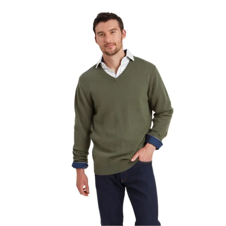 Schoffel Lewis Lambswool V Neck Jumper - Woodland