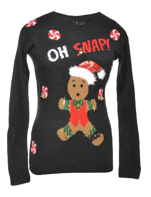 Price Buster Beyond Retro Reworked Christmas Jumper With Bells - S