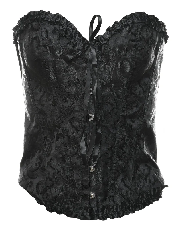 Price Slash Black Floral Print Corset - S