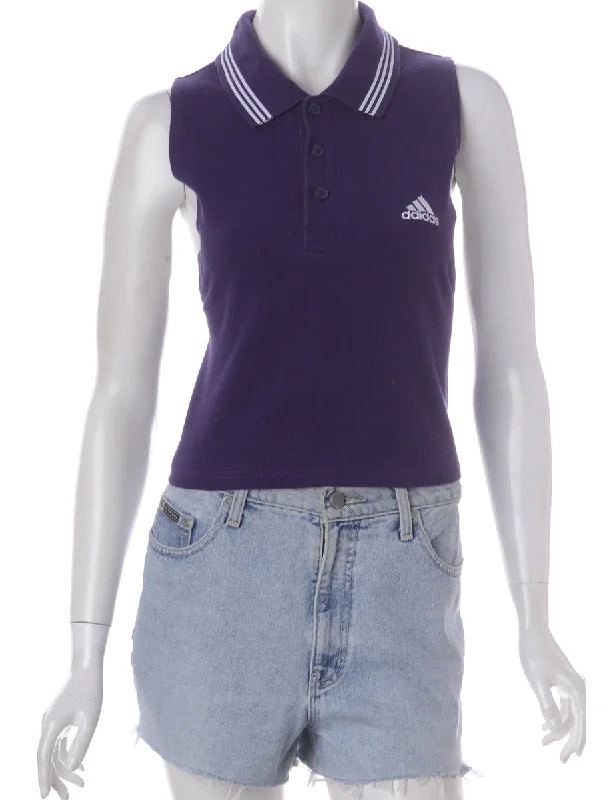 Clearance Event Beyond Retro Label Eva Polo Vest Purple With A Button Front Neck