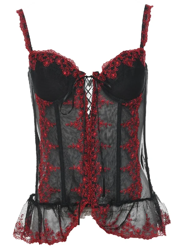 New Deals Black Lace Top - M