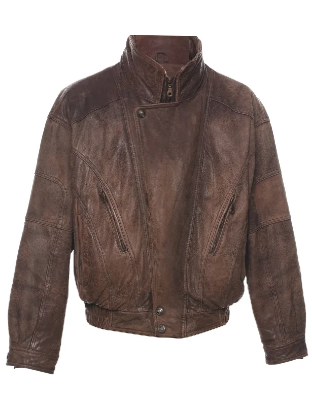 Brown Leather Jacket - L