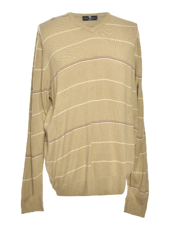 Bargain Blast Beige Striped Jumper - M