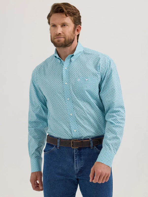 Reduced Prices WRANGLER CLASSIC AQUA RELAXED FIT LONG SLEEVE SHIRT