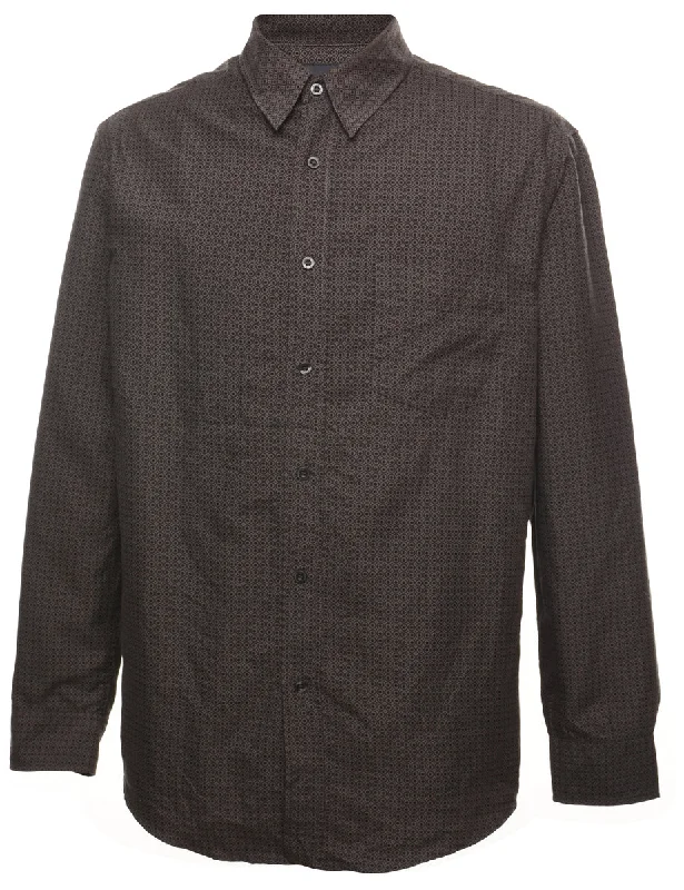 Midnight Madness Black & Brown Patterned 1990s Shirt - M