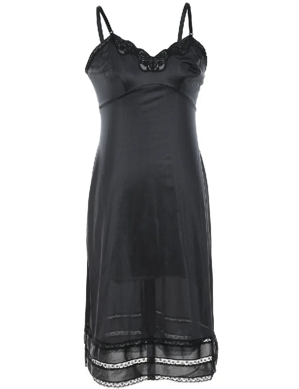Buy Now Black Classic Lace Trim Slip Dress - M