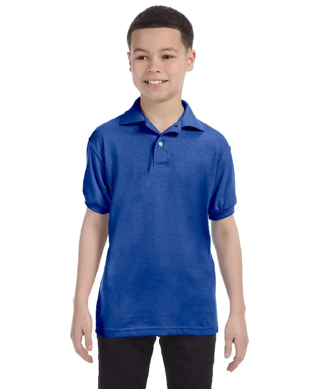 Hanes Youth Jersey Knit Polo Shirt | Deep Royal