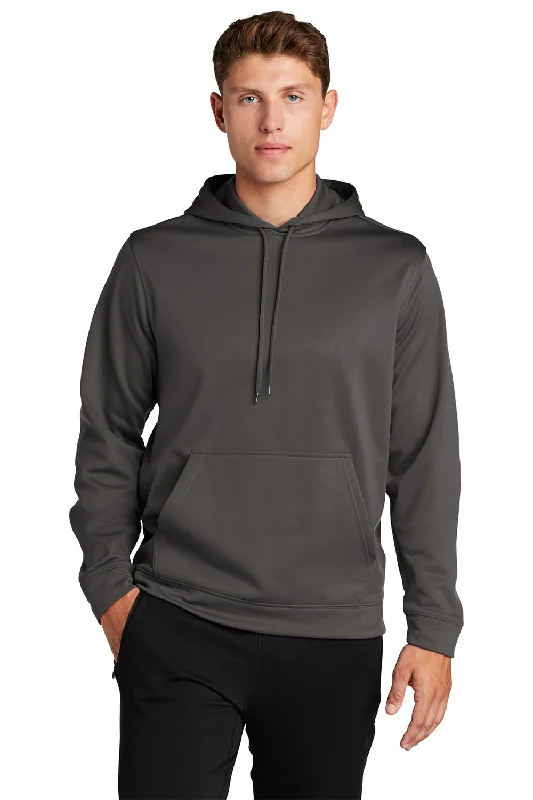 Shop the Weekend Away Sport-Tek Mens Sport-Wick Moisture Wicking Fleece Hooded Sweatshirt Hoodie w/ Pouch Pocket - Iron Grey