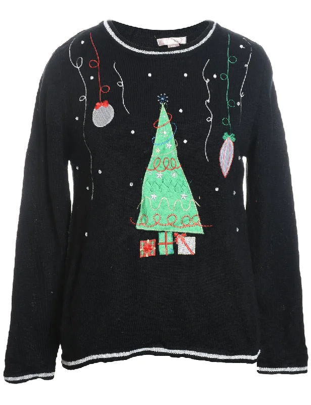Weekend Specials to Celebrate Black Christmas Embroidered Jumper - S