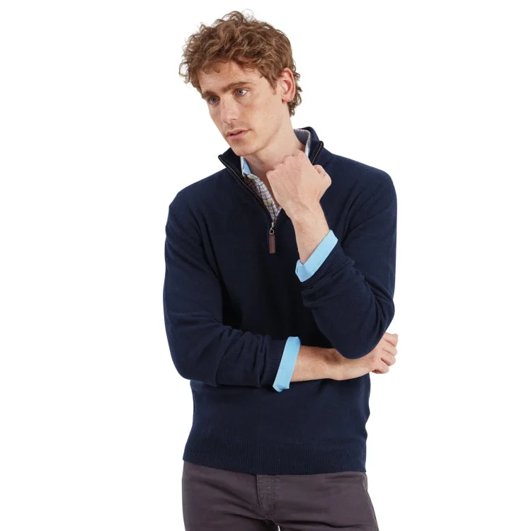 Schoffel Lewis Lambswool 1/4 Zip Jumper - Navy