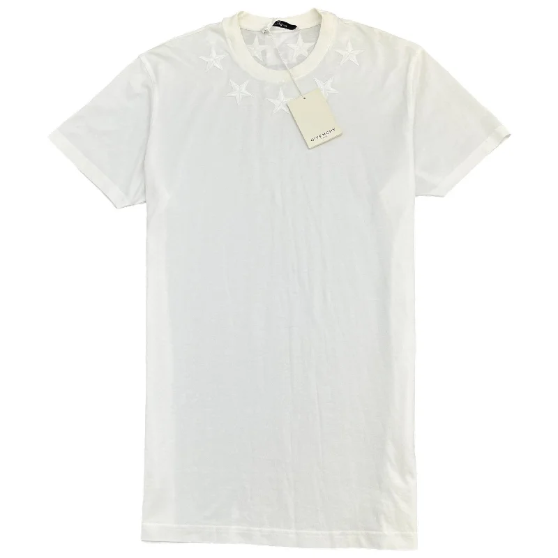 Customer Appreciation Sale Men's Oversized Embroidered Star T-Shirt White Size S