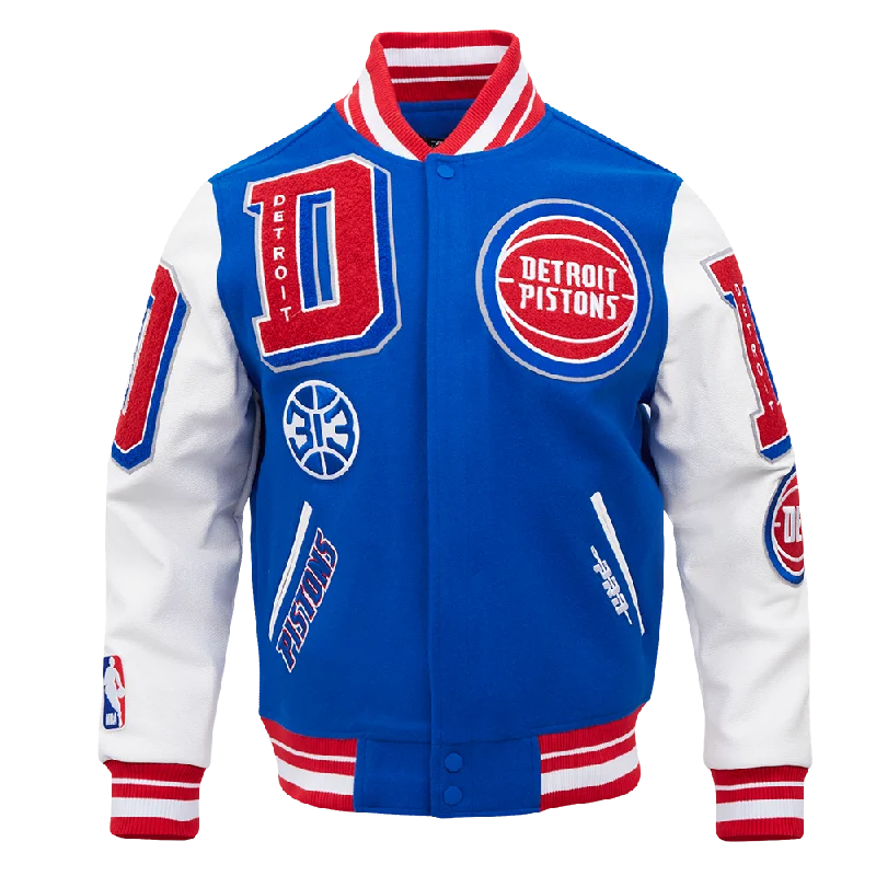 Massive Deals NBA DETROIT PISTONS MASHUP MEN'S RIB WOOL VARSITY JACKET (ROYAL BLUE/RED)