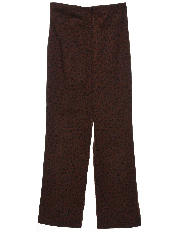Massive Deals Black & Brown Leopard Print Casual Trousers - W28 L30