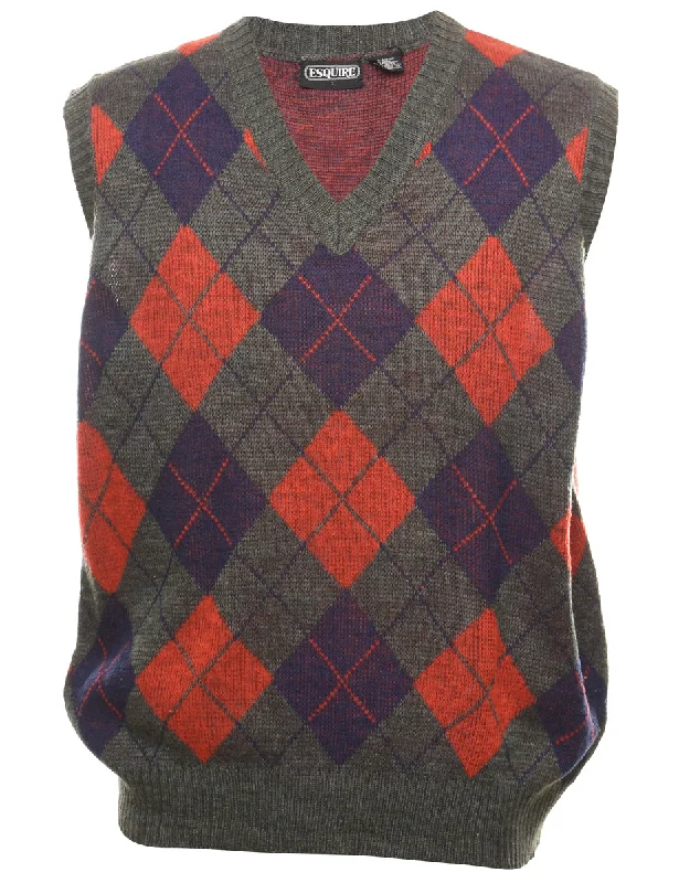 Price Drop Argyle Vest - L
