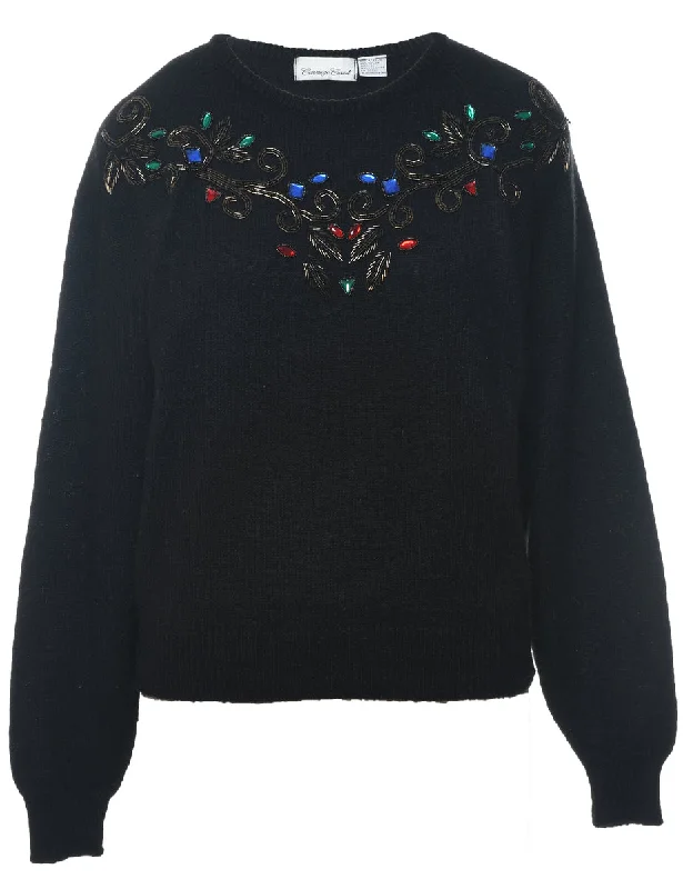 Great Deals Beaded Black Jumper - M