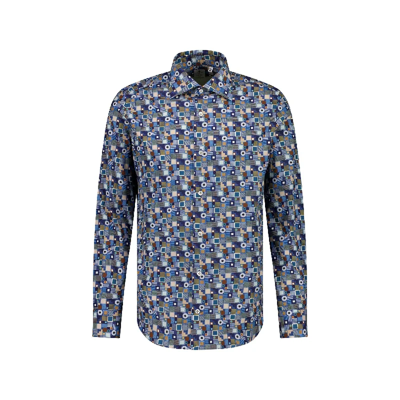 Cordone Flowerwear Style Shirt in BLUE PRINT