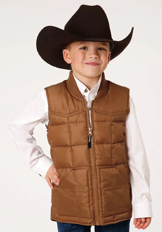 Weekend Bargains to Love Roper Boys Kids Caramel Polyester Quilted Poly-Filled Vest