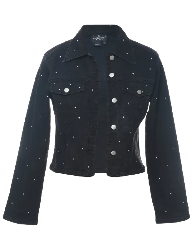 Amazing Deals Black Embellished Denim Jacket - M