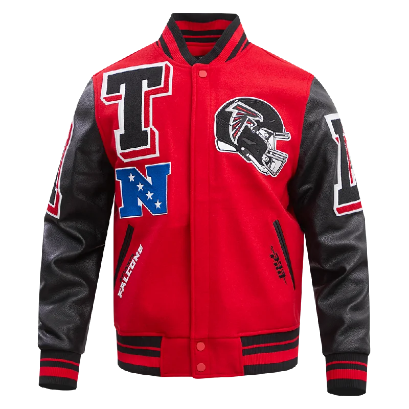 Weekend Offers That Excite NFL ATLANTA FALCONS MASHUP MEN'S RIB WOOL VARSITY JACKET (RED/BLACK) Weekend Offers That Excite NFL ATLANTA FALCONS MASHUP MEN'S RIB WOOL VARSITY JACKET (RED/BLACK)