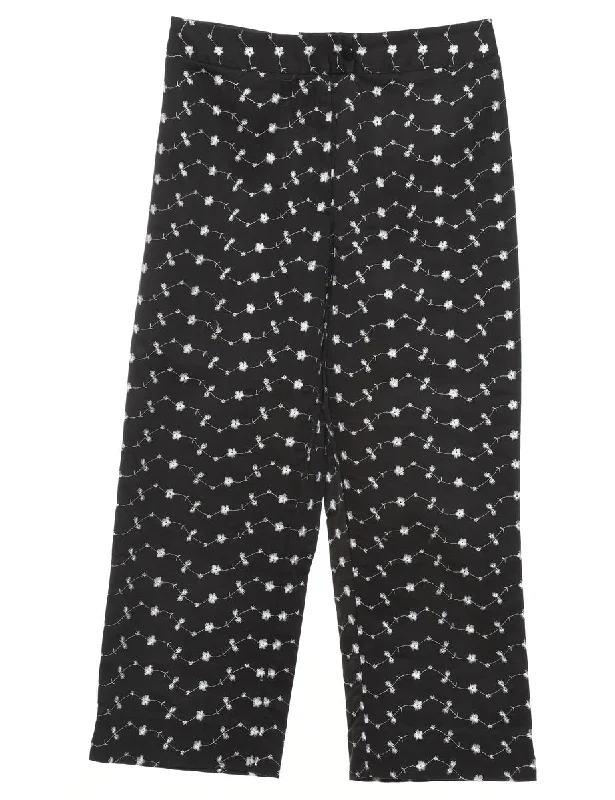 Instant Discount Black Embroidered Trousers - W27 L23