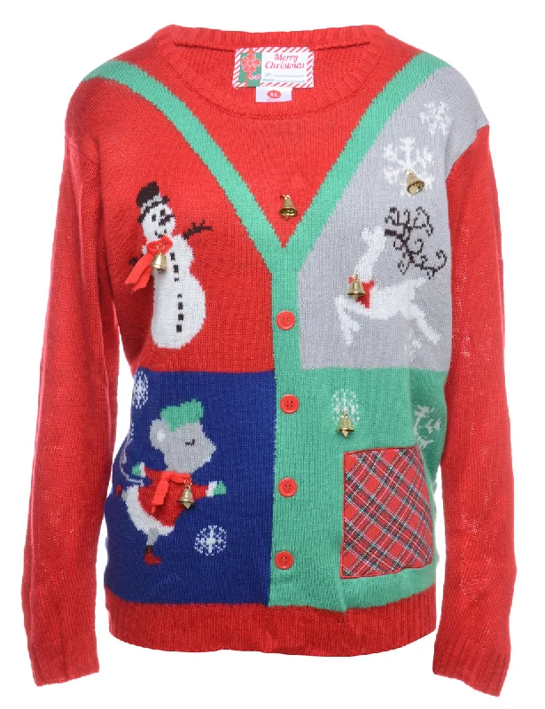 Price Meltdown Beyond Retro Reworked Christmas Jumper With Bells - XL