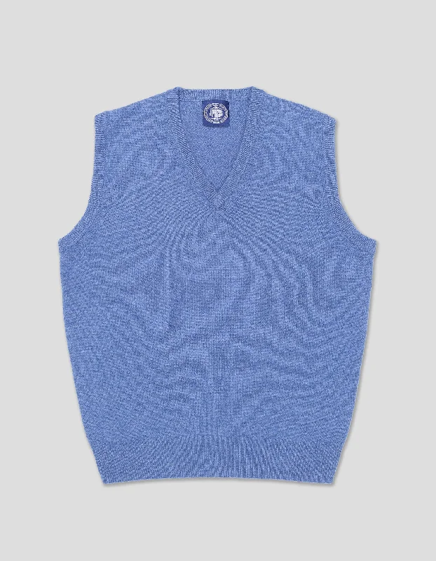 Final Offer LAMBSWOOL V NECK VEST - BLUE
