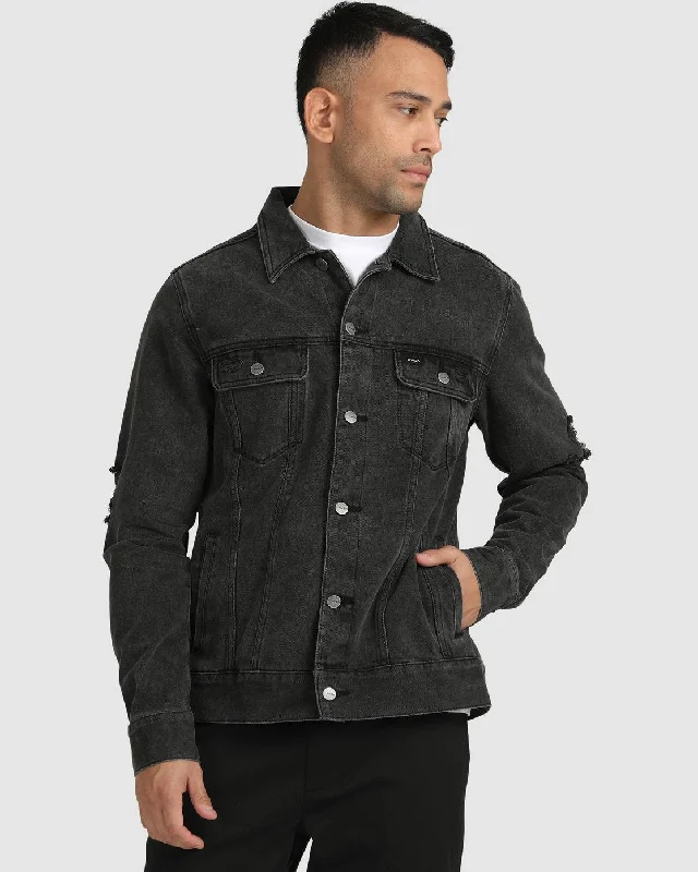 Don't Miss RVCA Distressed Denim Jacket - Vintage Black
