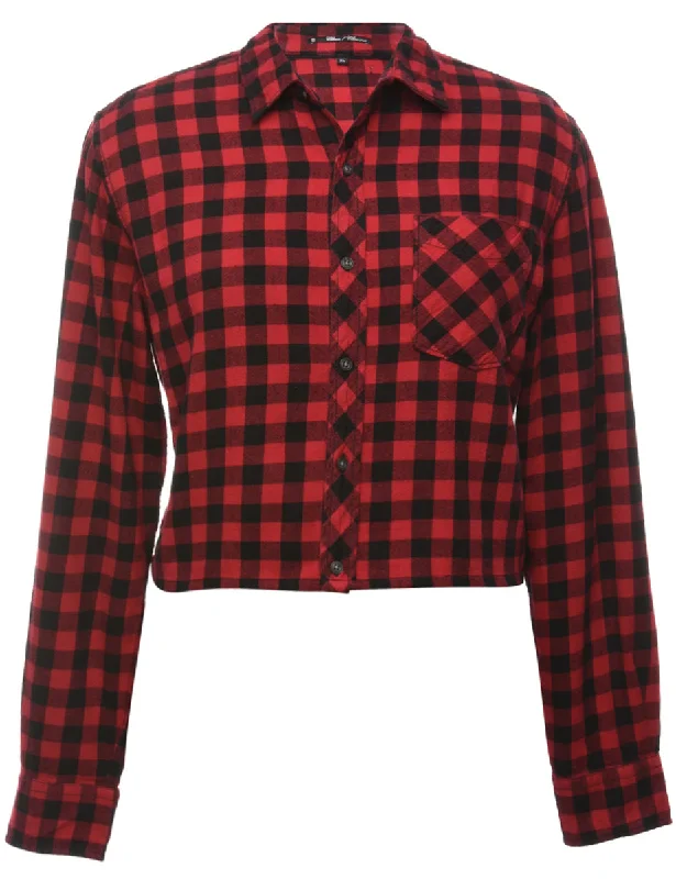 Limited Time Discount Beyond Retro Reworked Cropped Long Sleeve Flannel Shirt - XL