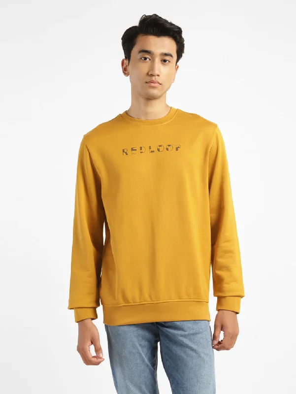 Price Drop Men's Brand Logo Yellow Crew Neck Sweatshirt