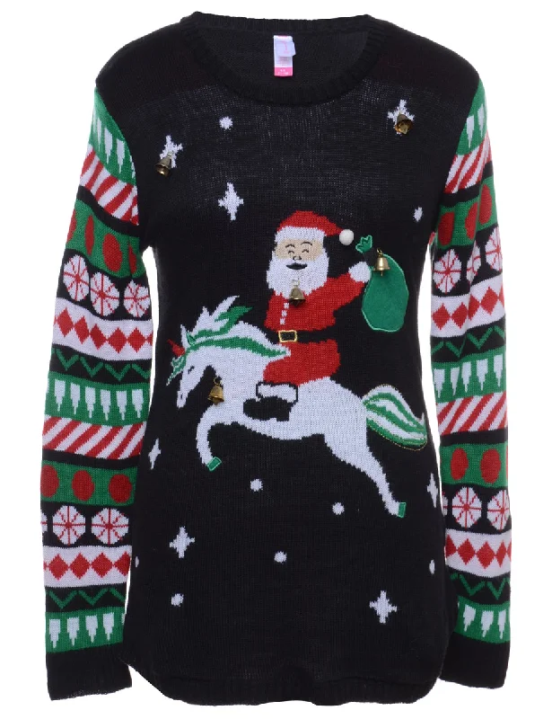 Customer Appreciation Sale Beyond Retro Reworked Christmas Jumper With Bells - L