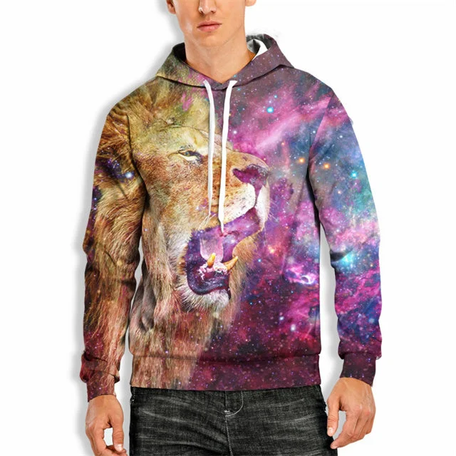 Limited Time Discount 3D Print Hoodie with Colorful Lion Print