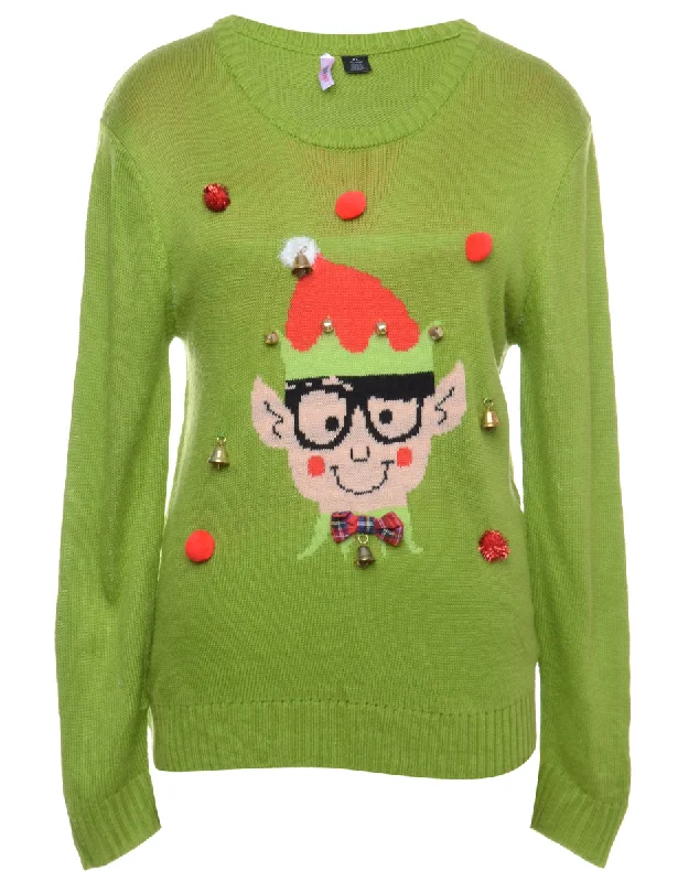 Price Fest Beyond Retro Reworked Christmas Jumper With Bells - XL