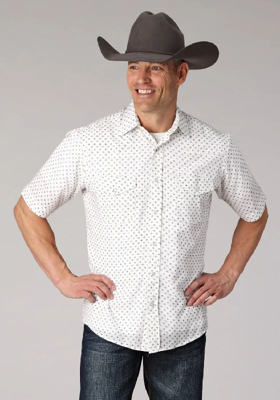 Super Savings Roper Mens 2065 Mini Floral White Cotton Blend S/S Shirt