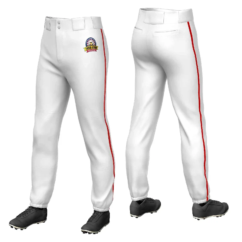 Instant Savings Custom White Red Classic Fit Stretch Practice Pull-up Baseball Pants