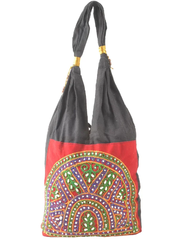 Mega Sale Black & Red Embellished Hobobag - M